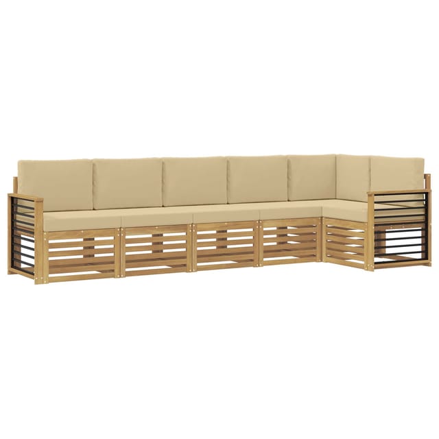 vidaXL Outdoor-Sofagarnitur 6 Stk Weiß und Beige 306 x 128,5 x 73 cm 3391928