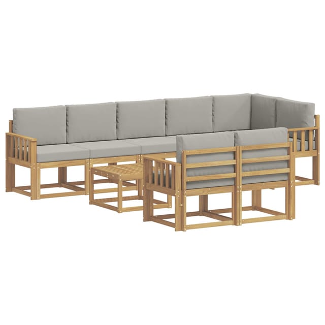 vidaXL Outdoor-Sofagarnitur mit Kissen 9-Tlg Weiß und Hellgrau 3387835