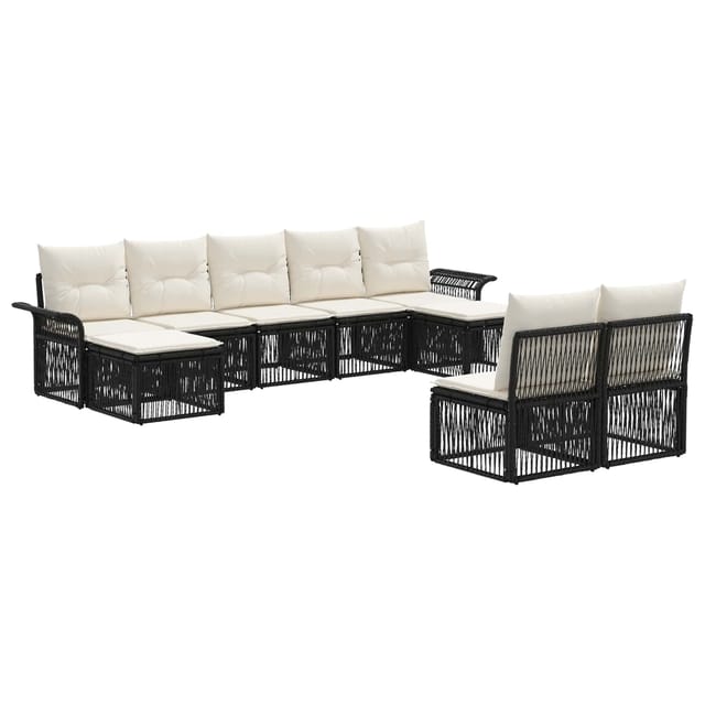 vidaXL Gartensofa-Set 9-Tlg Schwarz Poly-Rattan 3434944