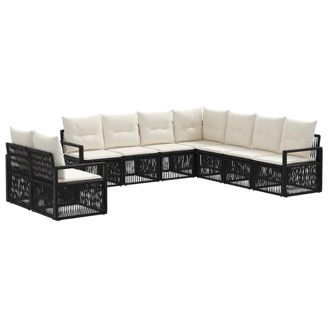 vidaXL Gartensofa-Set 9-Tlg Schwarz Poly-Rattan 3435751