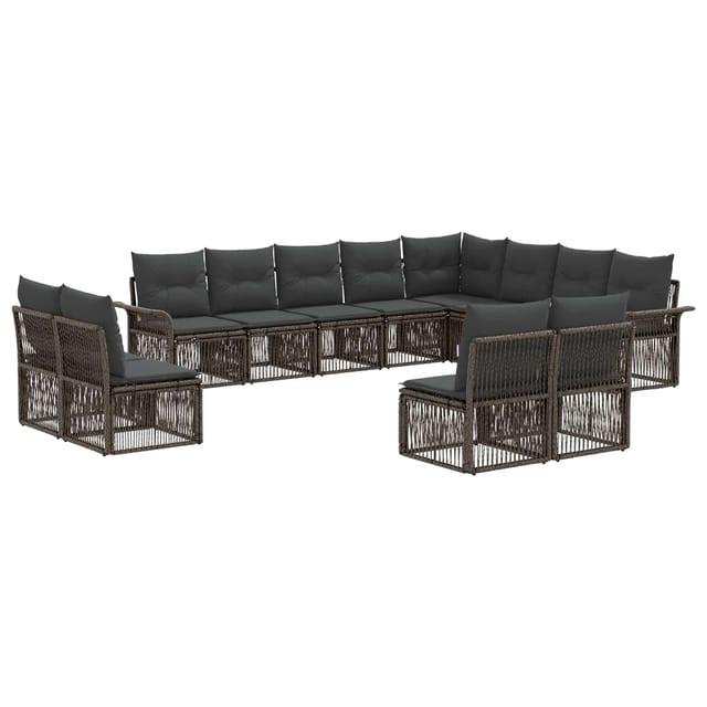 vidaXL Gartensofa-Set 12-Tlg Grau Poly-Rattan 3434987