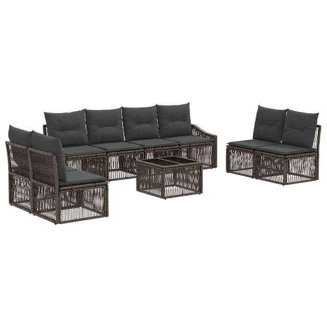 vidaXL Gartensofa-set 9 Stk Grau Poly-Rattan 3435983