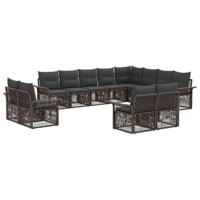 vidaXL Gartensofa-Set 12-Tlg Grau und Dunkelgrau Poly-Rattan 3435005