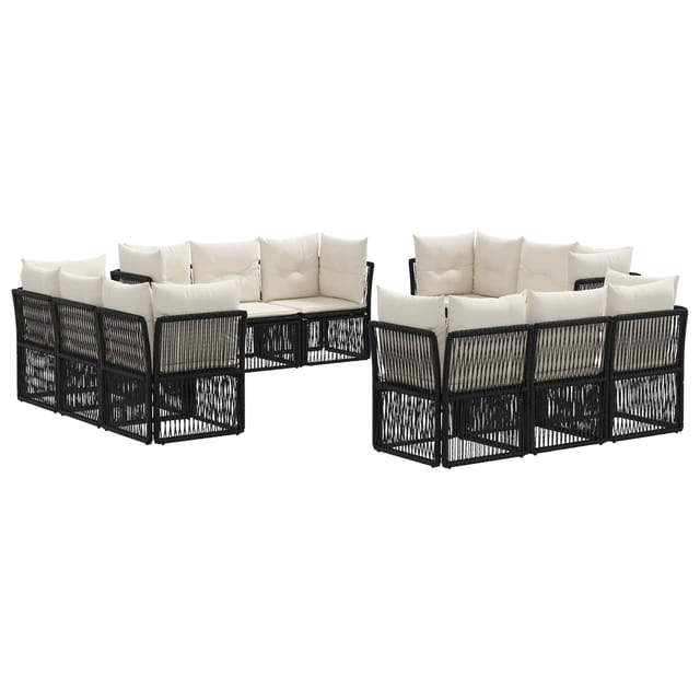 vidaXL Gartensofa-Set 12-Tlg Schwarz Poly-Rattan 3434146