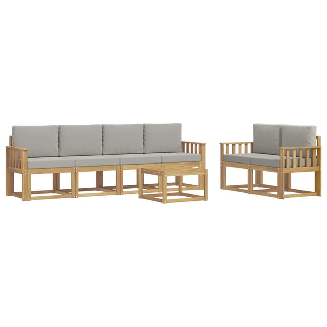 vidaXL Outdoor-Sofagarnitur 7-Tlg Weiß und Hellgrau 59 x 59 x 37 cm 3387275