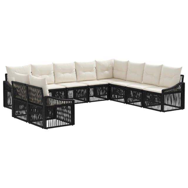 vidaXL Gartensofa-Set 10-Tlg Schwarz Poly-Rattan 3436051