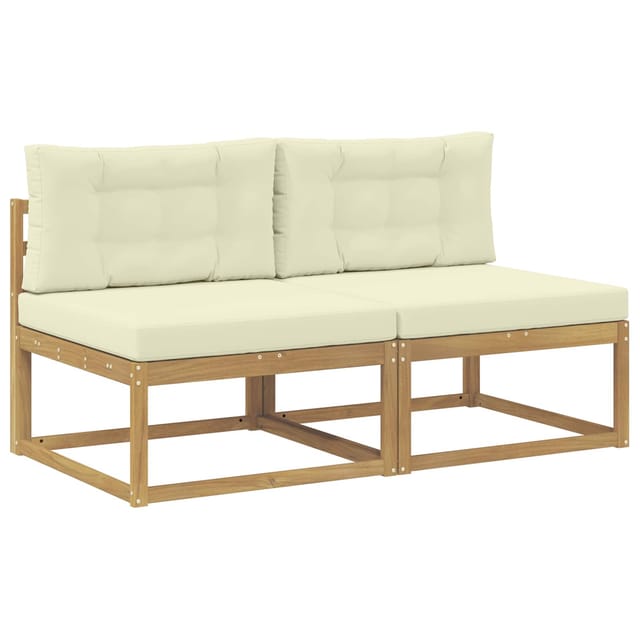 vidaXL 2 Stück Outdoor Mittelsofa Polyester Weiß 901541