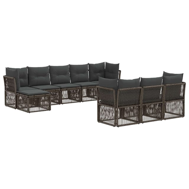 vidaXL Gartensofa-Set 10-Tlg Grau Poly-Rattan 3434369