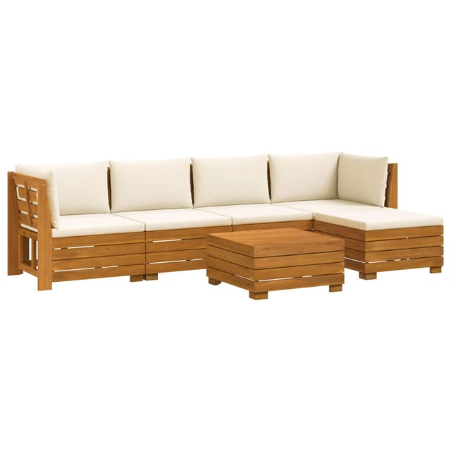 vidaXL Outdoor-Sofagarnitur mit Kissen 6 Stück Braun Massivholz Akazie 3403094