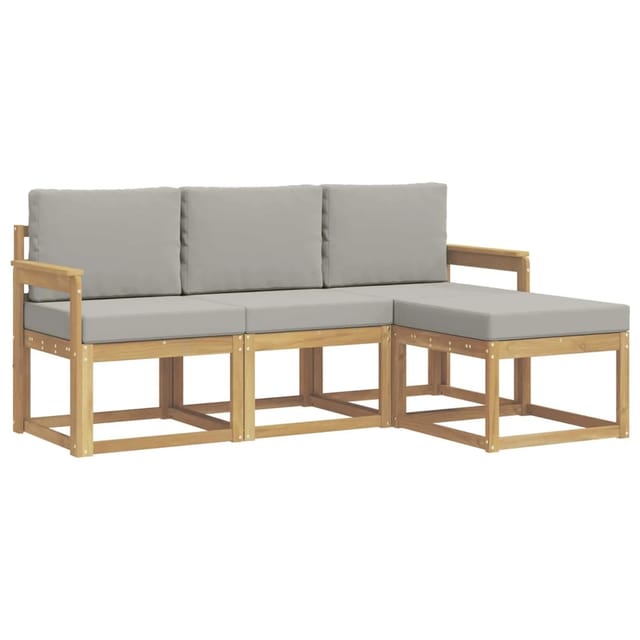 vidaXL Outdoor-Sofagarnitur 4-Tlg Weiß und Hellgrau 3387445