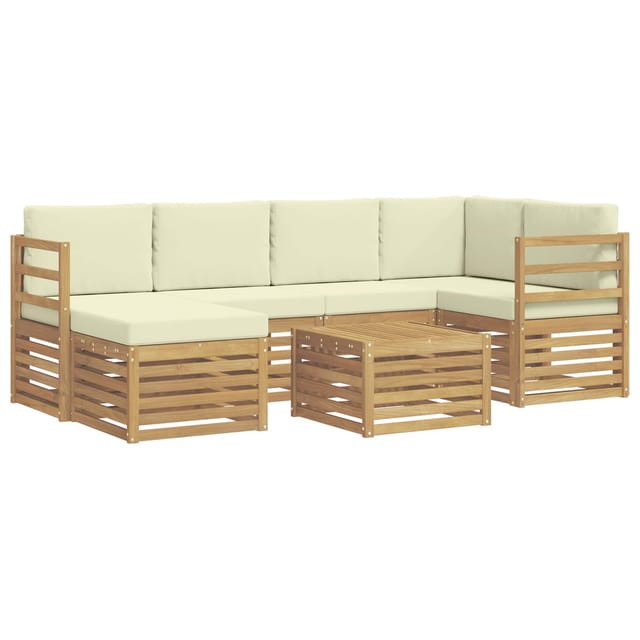 vidaXL Outdoor-Sofagarnitur 7-Tlg Weiß und Creme Polyester 3392135