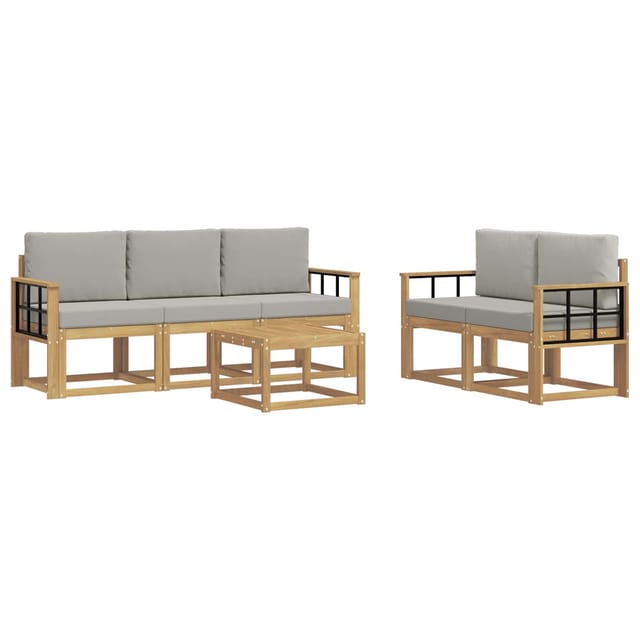 vidaXL Outdoor-Sofagarnitur 6-Tlg Weiß und Hellgrau 59 x 59 x 37 cm 3387255