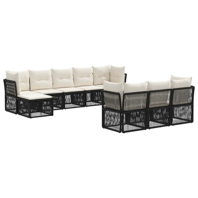 vidaXL Gartensofa-Set 10-Tlg Schwarz Poly-Rattan 3434368