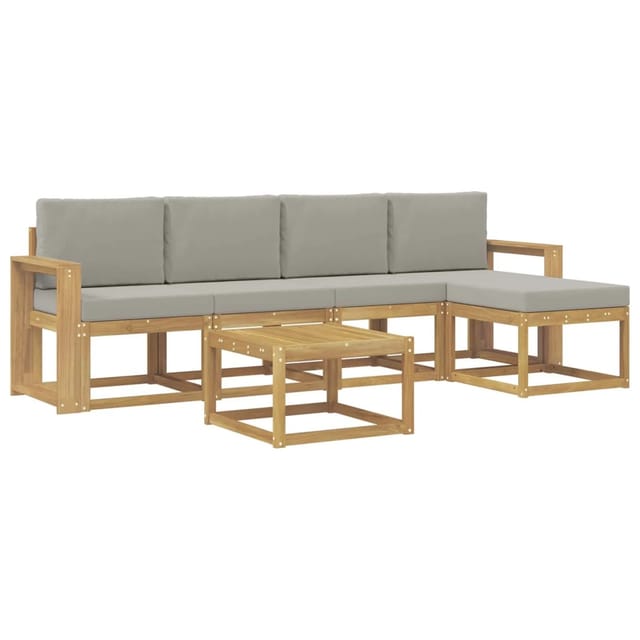 vidaXL Outdoor-Sofagarnitur 6-Tlg Weiß und Hellgrau 59 x 59 x 37 cm 3387530