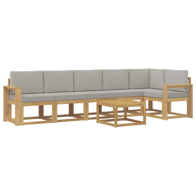 vidaXL Outdoor-Sofagarnitur mit Kissen 7-Tlg Weiß und Hellgrau 3387740