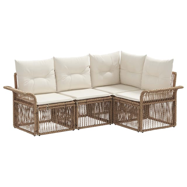 vidaXL Gartensofa-Set 4-Tlg Beige Poly-Rattan 3434823