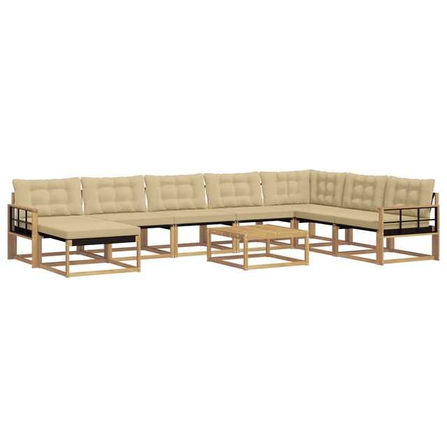 vidaXL Outdoor-Sofagarnitur 9-Tlg Weiß und Beige Massivholz Akazie 3389003