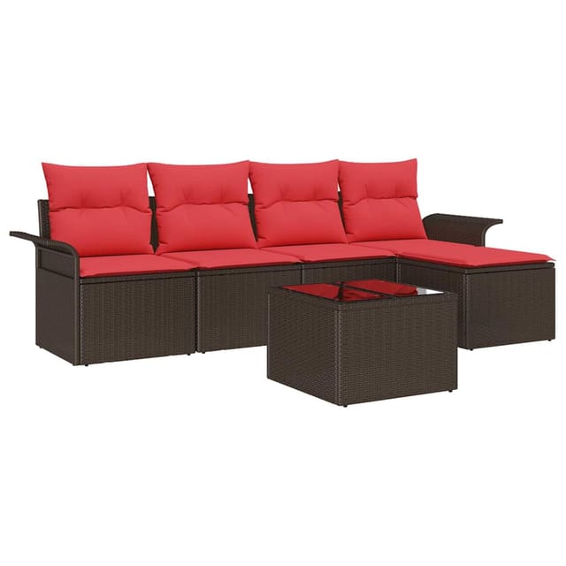 vidaXL Gartensofa-set mit Speicher 6 Stk Braun Poly-Rattan 3354003