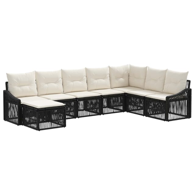 vidaXL Gartensofa-Set 8-Tlg Schwarz Poly-Rattan 3436096