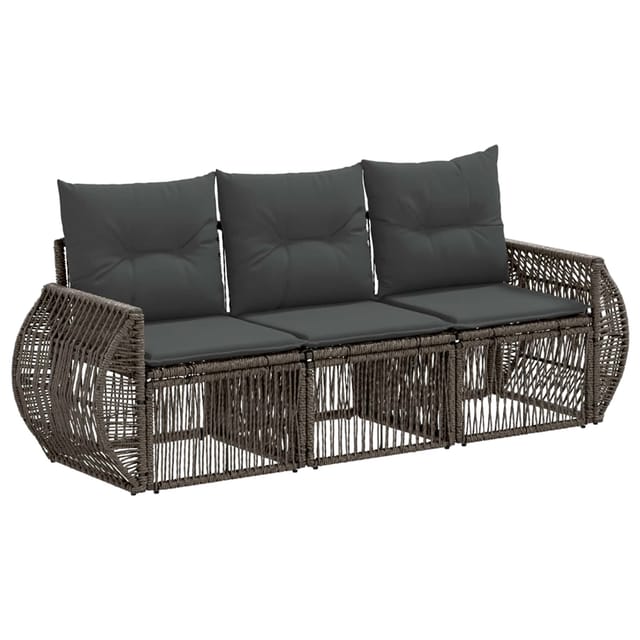vidaXL Gartensofa-Set 3-Tlg Grau und Dunkelgrau Poly-Rattan 3435335