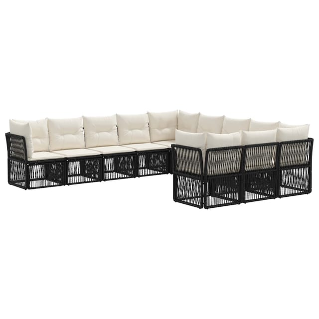 vidaXL Gartensofa-Set 11-Tlg Schwarz Poly-Rattan 3434392