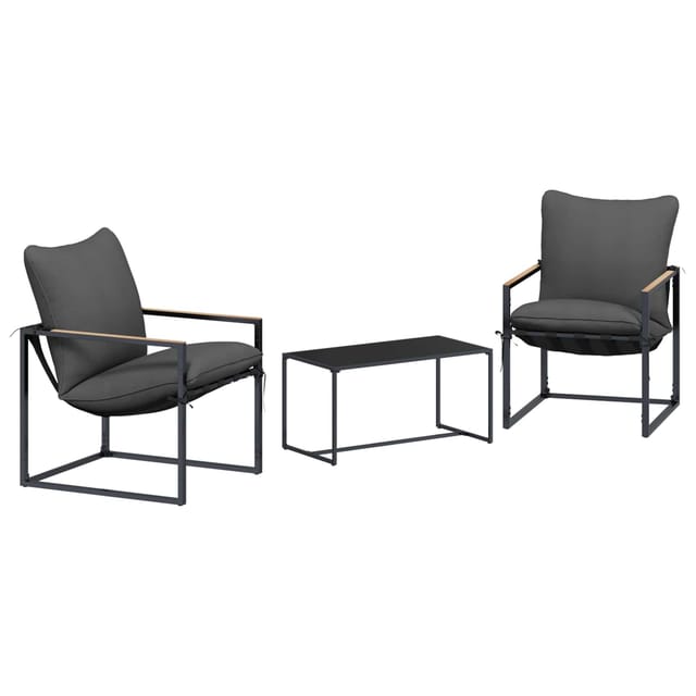 vidaXL Gartensofa-set 3 Stk Schwarz und Anthrazit Stahl 42025094