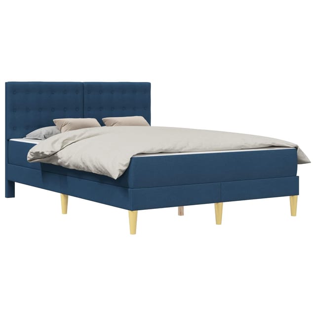 vidaXL Bettgestell mit Matratze mit Kopfteil Blau 140 x 200 cm Stoff 3415117