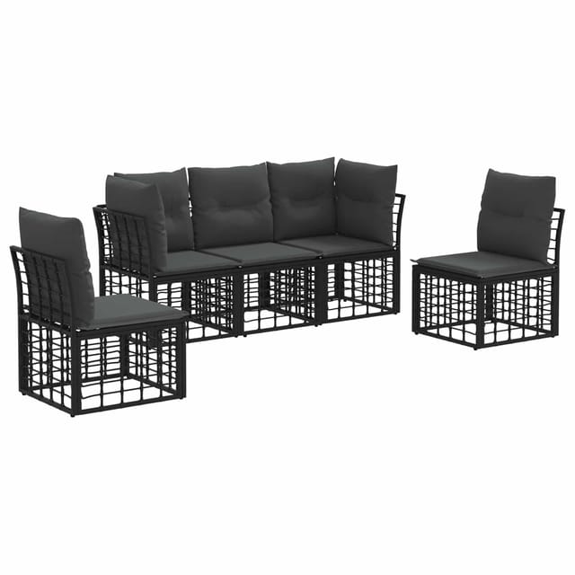vidaXL Outdoor-Sofagarnitur Schwarz Polyester 3437425