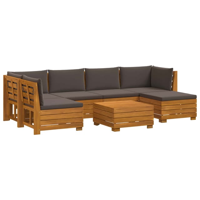 vidaXL Outdoor-Sofagarnitur mit Kissen 7 Stück Braun Massivholz Akazie 3403120