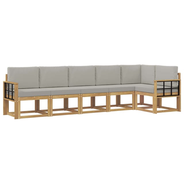 vidaXL Outdoor-Sofagarnitur mit Kissen 6-Tlg Weiß und Hellgrau 3387710