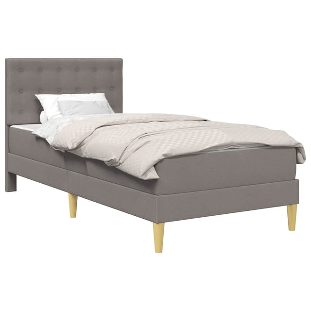 vidaXL Bettgestell mit Matratze mit Kopfteil Taupe 90 x 190 cm Stoff 3415086