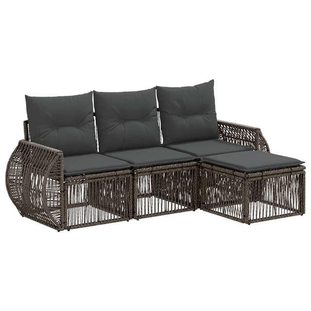 vidaXL Gartensofa-Set 4-Tlg Grau und Dunkelgrau Poly-Rattan 3435398