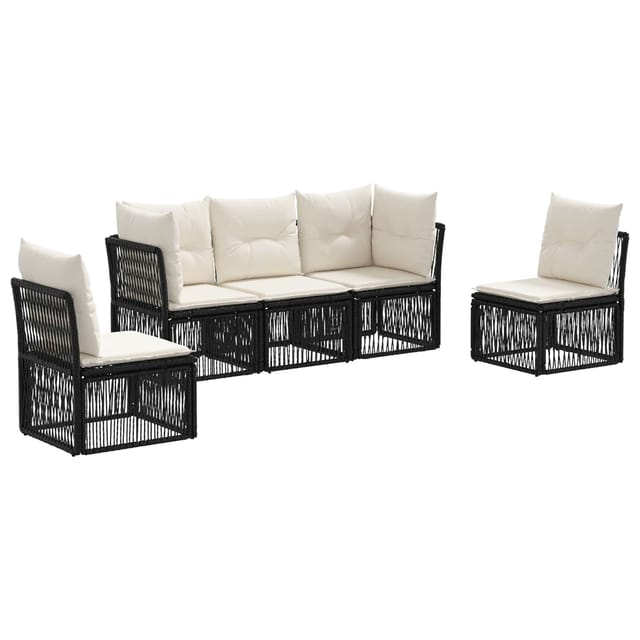 vidaXL Gartensofa-Set 5-Tlg Schwarz Poly-Rattan 3434152