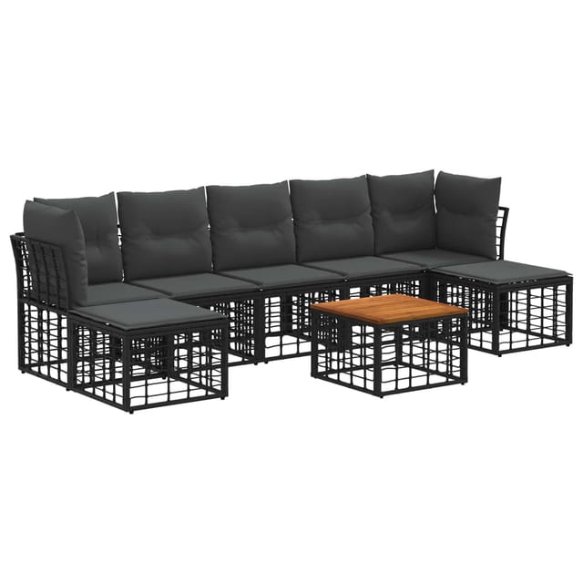 vidaXL Outdoor-Sofagarnitur 8 Stk Schwarz und Dunkelgrau Polyester 3437531