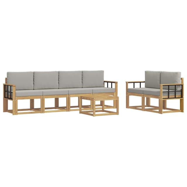 vidaXL Outdoor-Sofagarnitur 7-Tlg Weiß und Hellgrau 59 x 59 x 37 cm 3387290