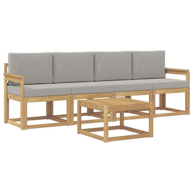 vidaXL Outdoor-Sofagarnitur 5-Tlg Weiß und Hellgrau 59 x 59 x 37 cm 3387200