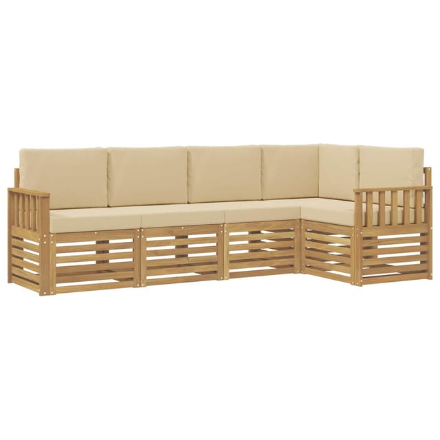 vidaXL Outdoor-Sofagarnitur 5-Tlg Weiß und Beige 247 x 128,5 x 73 cm 3391828