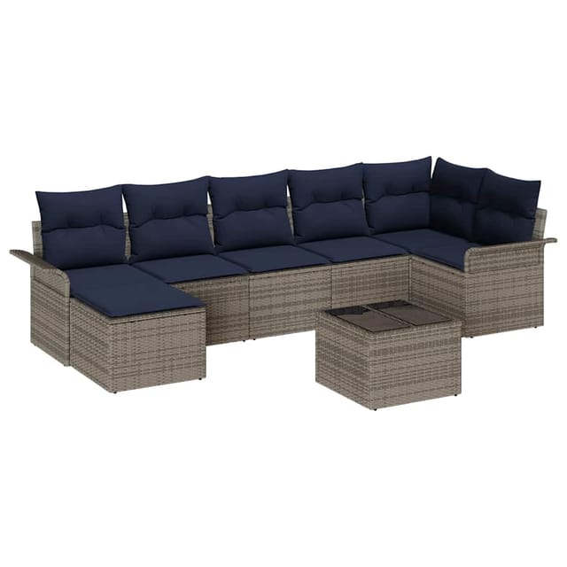 vidaXL Gartensofa-set mit Speicher 8 Stk Grau Poly-Rattan 3354134