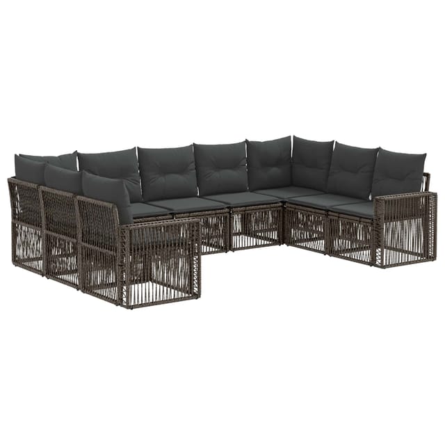 vidaXL Gartensofa-Set 9-Tlg Grau und Dunkelgrau Poly-Rattan 3435227