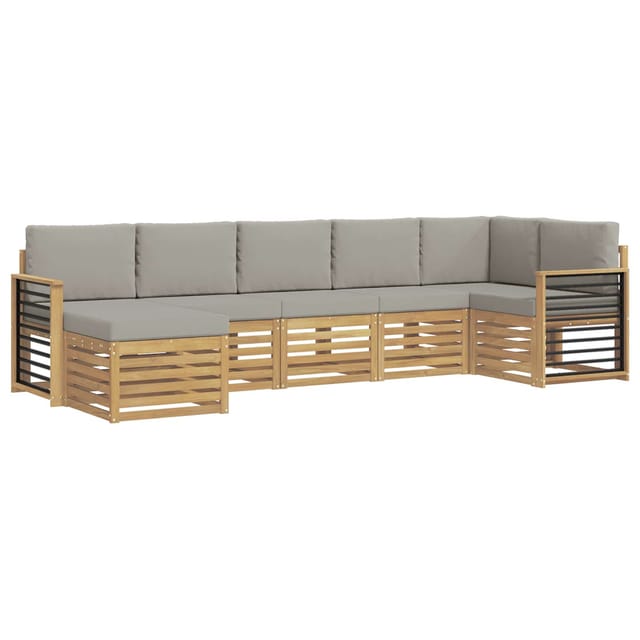 vidaXL Outdoor-Sofagarnitur 7 Stk Weiß und Hellgrau 3392206