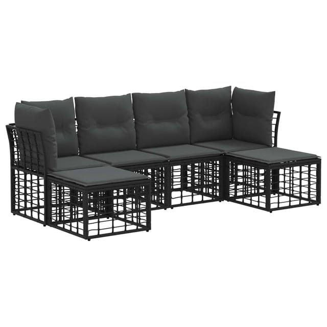 vidaXL Outdoor-Sofagarnitur Schwarz Polyester 3437525