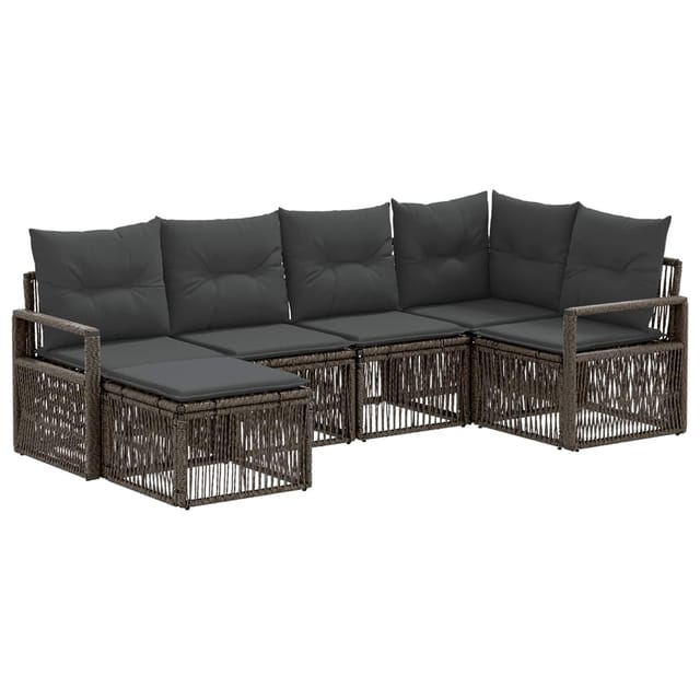 vidaXL Gartensofa-Set 6-Tlg Grau Poly-Rattan 3435779