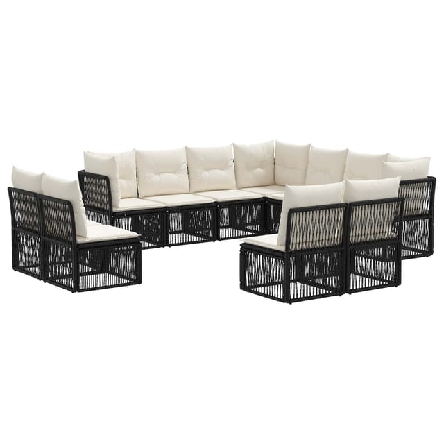 vidaXL Gartensofa-Set 11-Tlg Schwarz Poly-Rattan 3434257