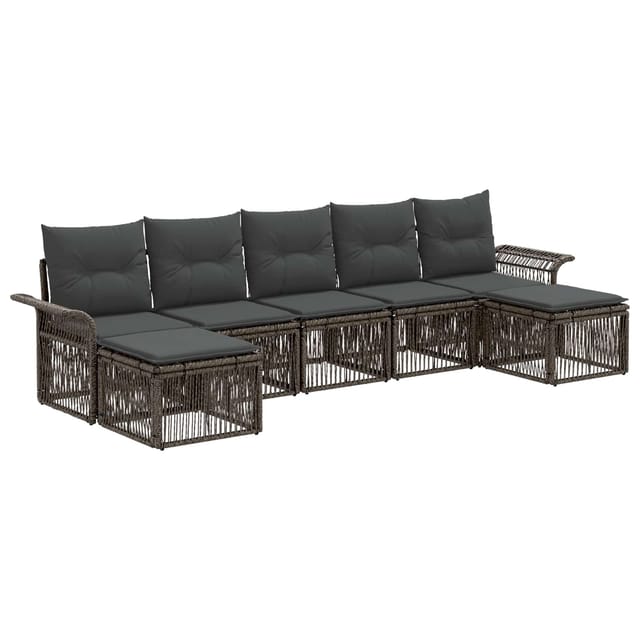 vidaXL Gartensofa-Set 7-Tlg Grau Poly-Rattan 3434915