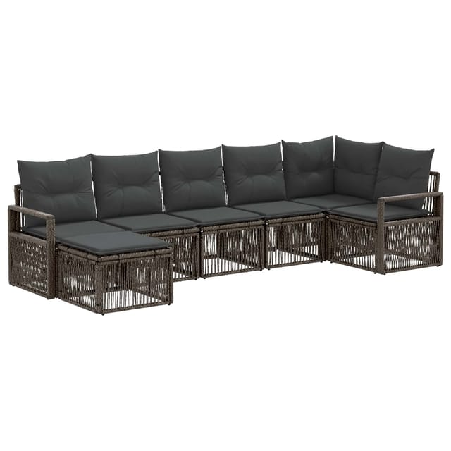 vidaXL Gartensofa-Set 7-Tlg Grau Poly-Rattan 3435785