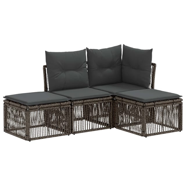 vidaXL Gartensofa-Set 4-Tlg Grau Poly-Rattan 3434180