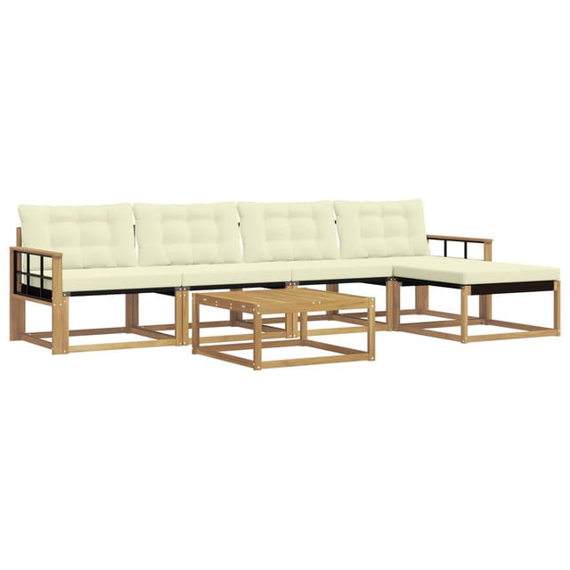 vidaXL Outdoor-Sofagarnitur 6-Tlg Weiß und Creme 3388616