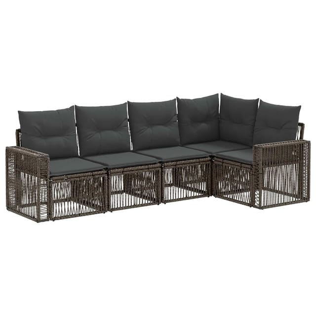 vidaXL Gartensofa-Set 5-Tlg Grau und Dunkelgrau Poly-Rattan 3435122