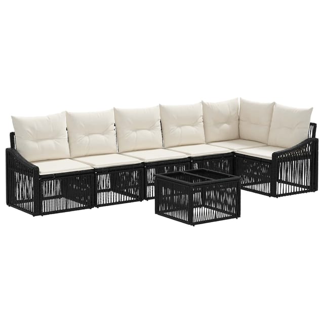 vidaXL Gartensofa-set 7 Stk Schwarz Poly-Rattan 3436012