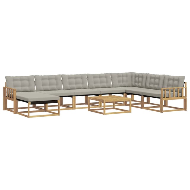 vidaXL Outdoor-Sofagarnitur 9-Tlg Weiß und Hellgrau Massivholz Akazie 3388993